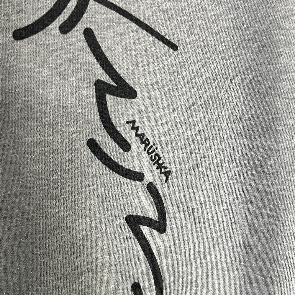 Marushka Blue Eyed Cat Whimsical Wearable Art gray pullover hoodie size Medium - Picture 7 of 15